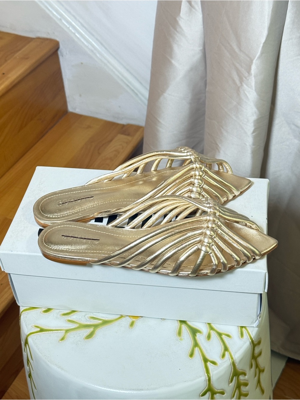 SCHUTZ Rose Gold Braided Pointed-Toe Slide Mules - Picture 11 of 16
